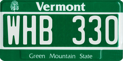 VT license plate WHB330