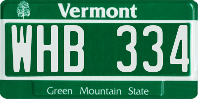 VT license plate WHB334