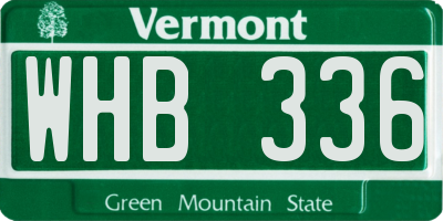 VT license plate WHB336