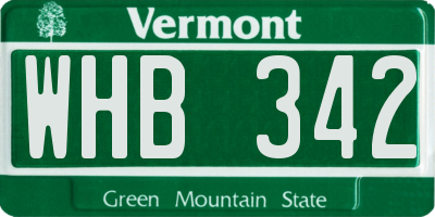 VT license plate WHB342