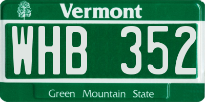 VT license plate WHB352
