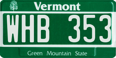 VT license plate WHB353