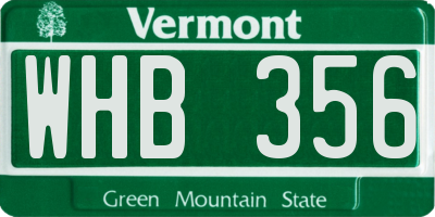 VT license plate WHB356