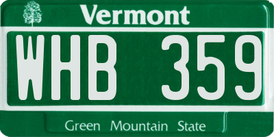VT license plate WHB359