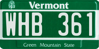 VT license plate WHB361