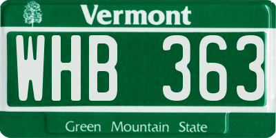 VT license plate WHB363