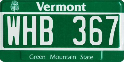 VT license plate WHB367