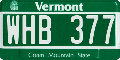 VT license plate WHB377
