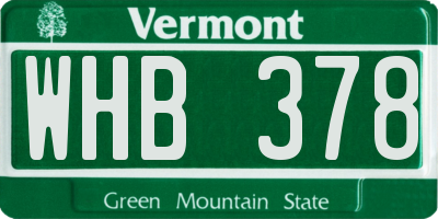 VT license plate WHB378