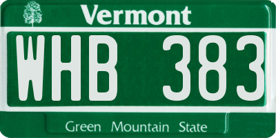 VT license plate WHB383