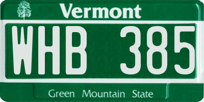 VT license plate WHB385