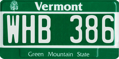 VT license plate WHB386