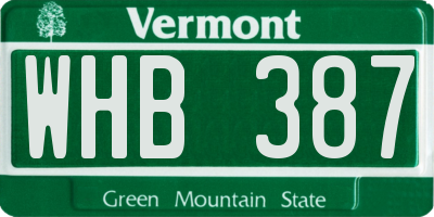 VT license plate WHB387