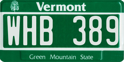 VT license plate WHB389