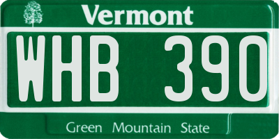 VT license plate WHB390