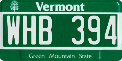 VT license plate WHB394