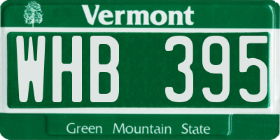 VT license plate WHB395