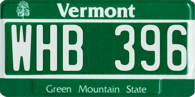 VT license plate WHB396