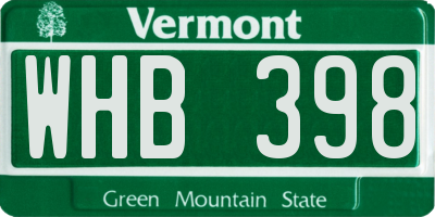 VT license plate WHB398