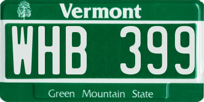 VT license plate WHB399