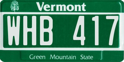 VT license plate WHB417