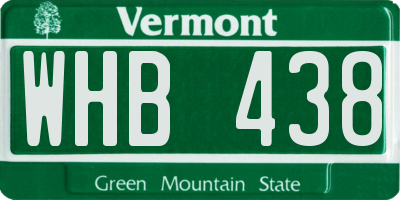 VT license plate WHB438