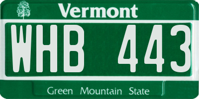 VT license plate WHB443