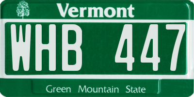 VT license plate WHB447