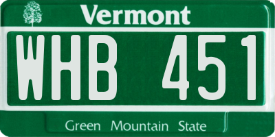 VT license plate WHB451