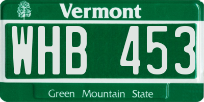 VT license plate WHB453