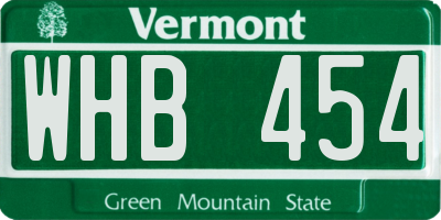 VT license plate WHB454
