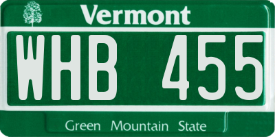 VT license plate WHB455