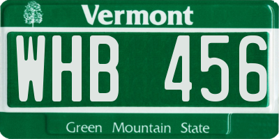 VT license plate WHB456
