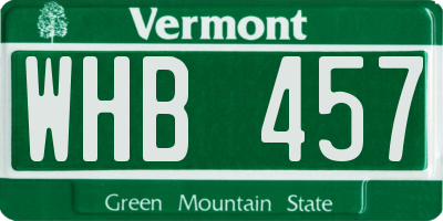 VT license plate WHB457