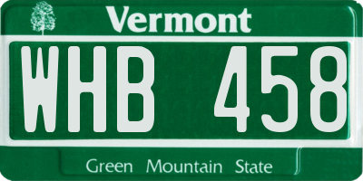 VT license plate WHB458