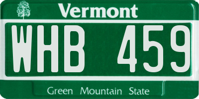 VT license plate WHB459