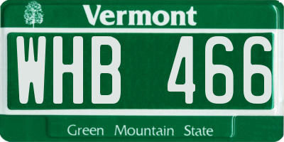 VT license plate WHB466