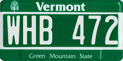 VT license plate WHB472