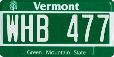 VT license plate WHB477
