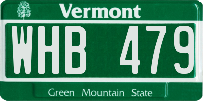 VT license plate WHB479