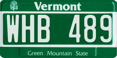 VT license plate WHB489