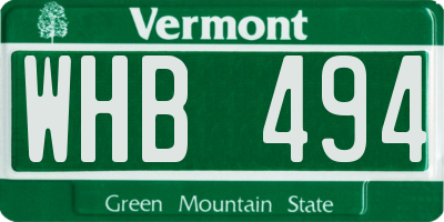 VT license plate WHB494