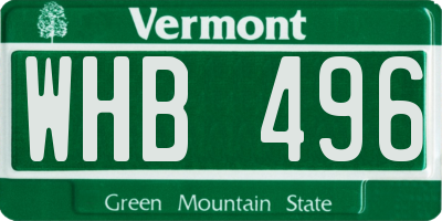 VT license plate WHB496