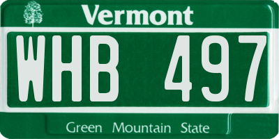 VT license plate WHB497