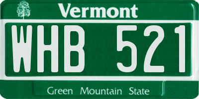 VT license plate WHB521