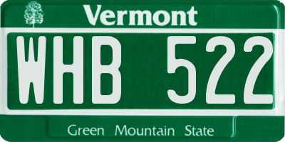 VT license plate WHB522