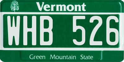 VT license plate WHB526