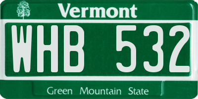 VT license plate WHB532