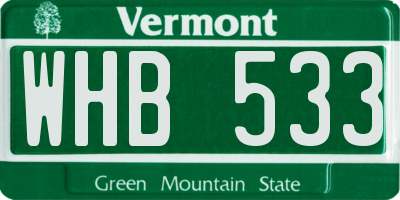 VT license plate WHB533