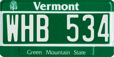 VT license plate WHB534